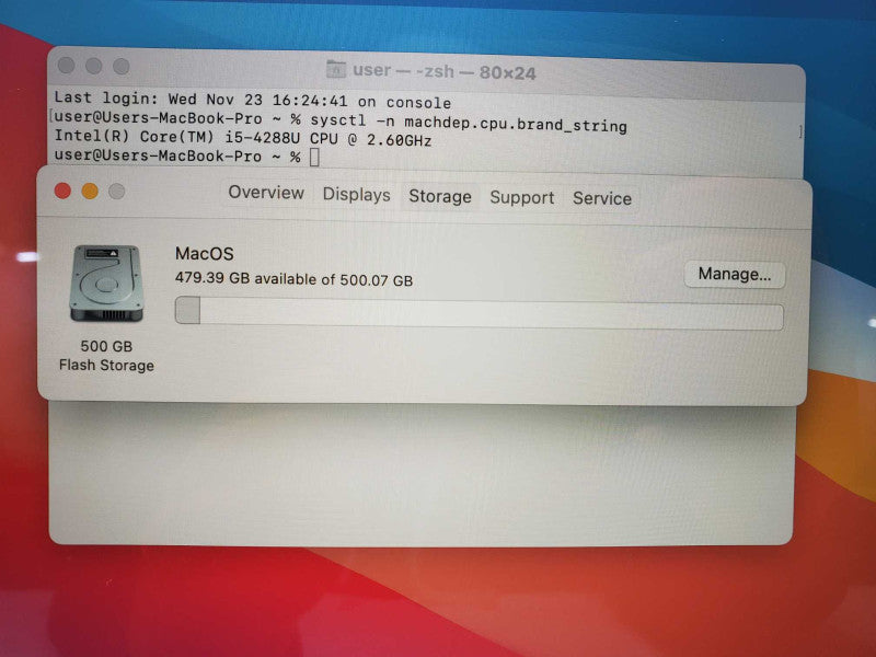 MacBook Pro 2013 13\\" Core i5-4288U @ 2.6 GHz 8GB Ram 500GB SSD *READ* (