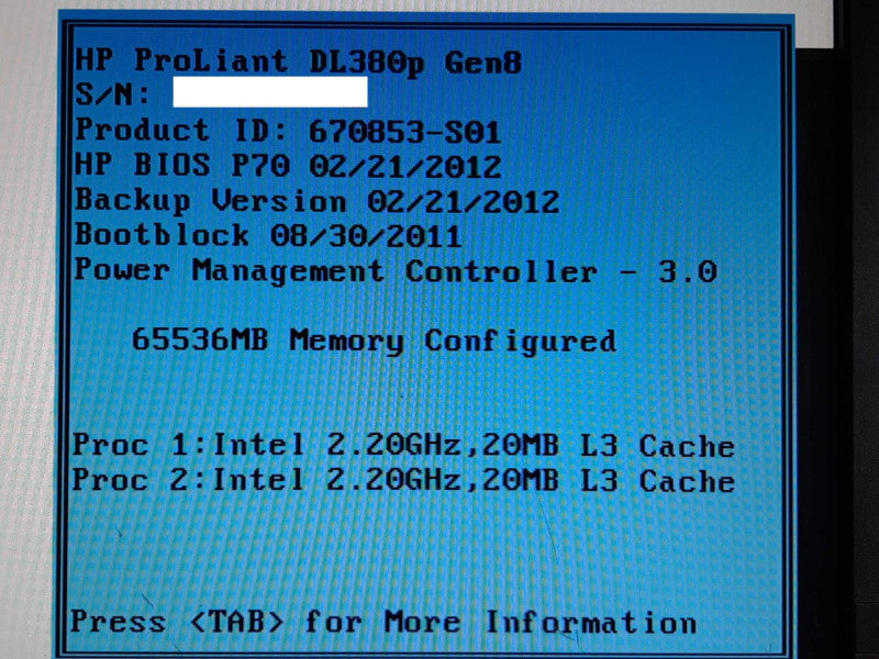 HP DL380p Gen8 2x Xeon E5-2660 @ 2.2GHz 64GB RAM P420i - NO HDD +
