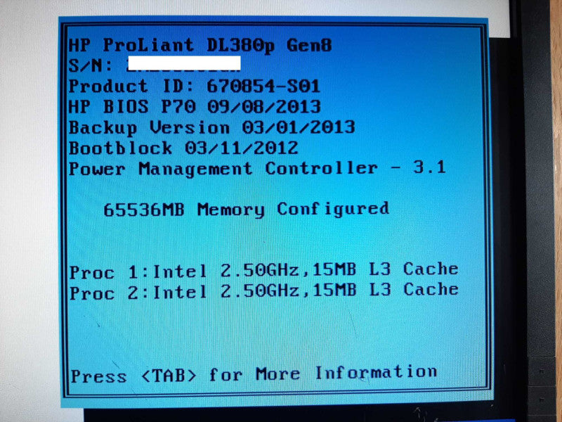 HP DL380p Gen8 2x Xeon E5-2640 @ 2.5GHz 64GB RAM P420i - NO HDD +