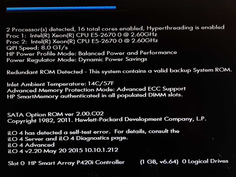HP DL380p Gen8 2x Xeon E5-2670 @ 2.6GHz 64GB RAM P420i - NO HDD +