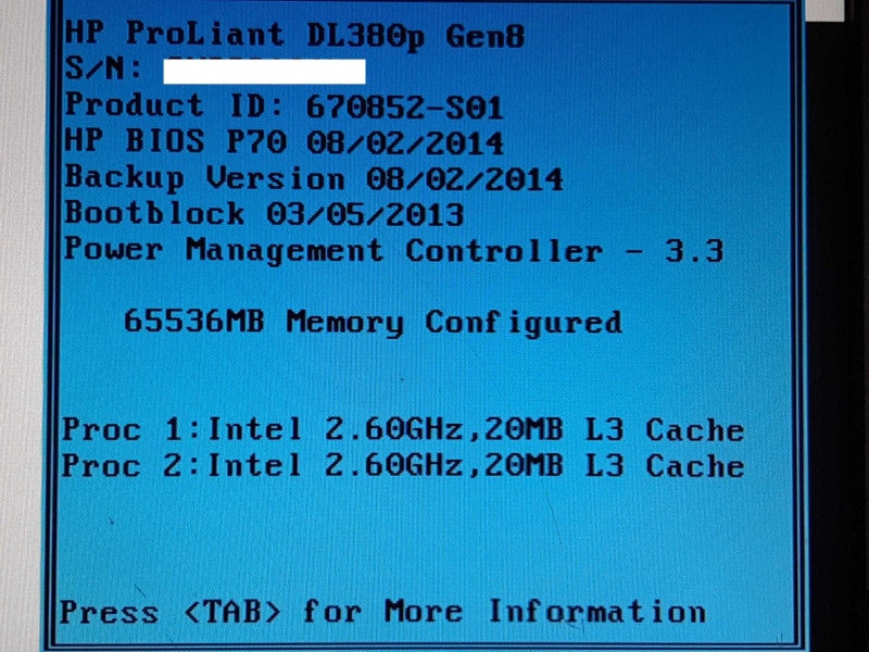 HP DL380p Gen8 2x Xeon E5-2670 @ 2.6GHz 64GB RAM P420i - NO HDD +
