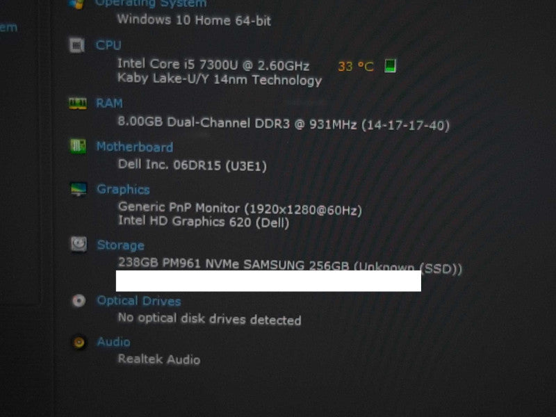 Dell Latitude 5285 i5-7300U @ 2.60GHz 8GB RAM 238GB SSD - See Notes +