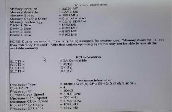 Dell precision T1700 Xeon E3-1240(v3) 3.40GHz/32GB, Quadro K600, NO HDDs ~