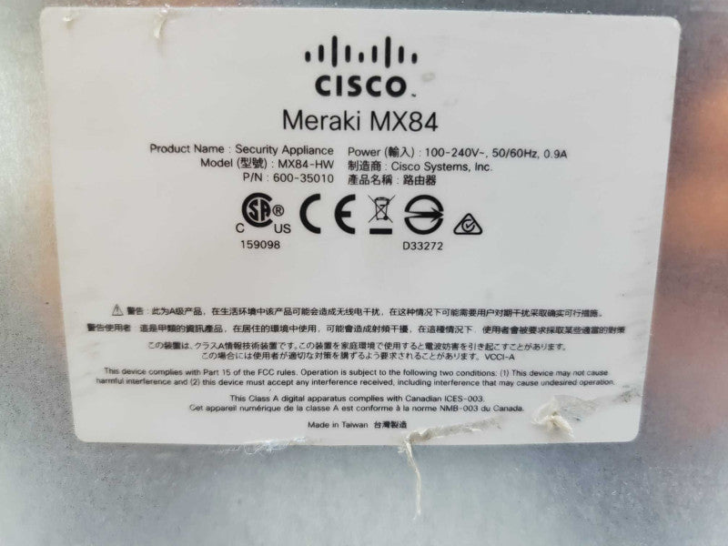 Cisco Meraki MX84-HW Cloud-Managed Security Appliance UNCLAIMED (