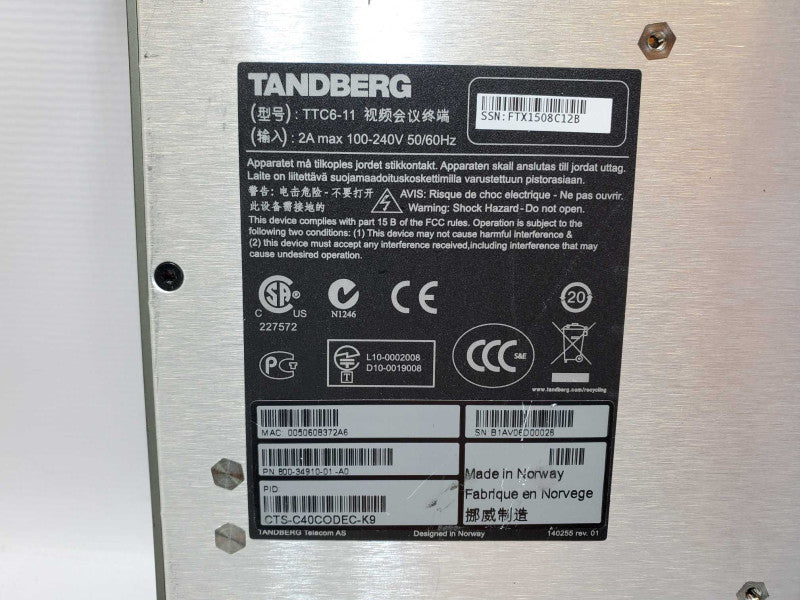 TANDBERG CISCO TTC6-11 Video Conference TelePresence System Codec C40 (