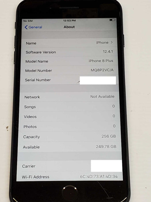 iphone 8 Plus, 256GB, Carrier unlocked phone, Cracked screen _