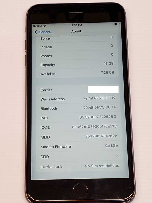 iPhone 6s Plus 16GB, Factory reset, unlocked _