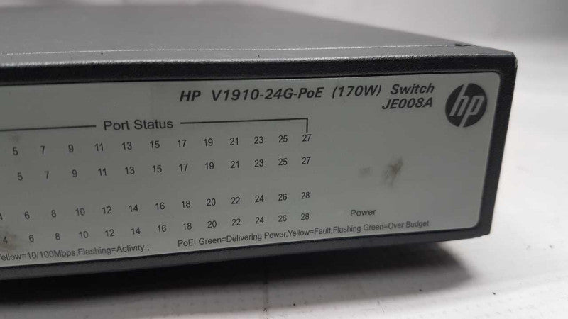 HP V1910-24G-PoE (170w) Switch JE008A / FACT. RESET TO DEFAULT #