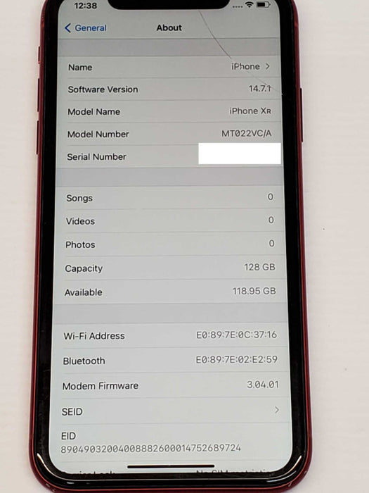 Apple iPhone XR 128GB - Red - Unlocked, Factory reset , Read _
