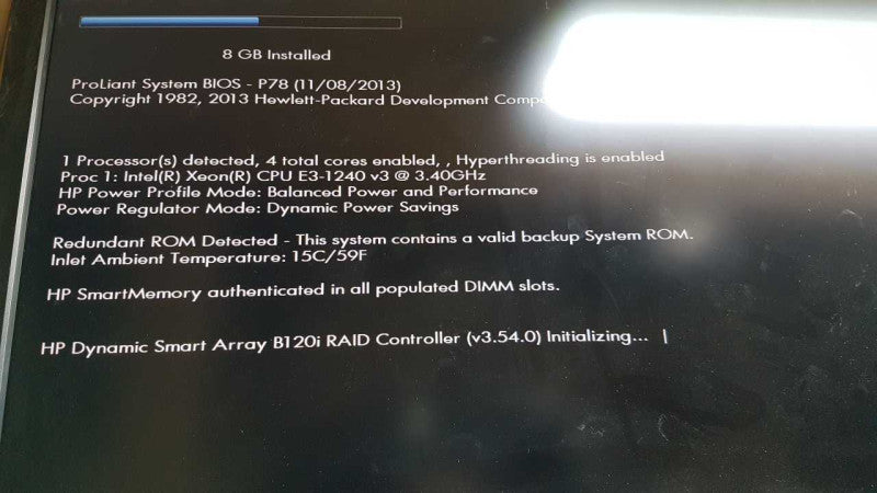 HP Proliant ML310e Gen8 v2 Xeon E3-1240 V3 @ 3.40ghz / B120i / P420 Raid Ctrl #