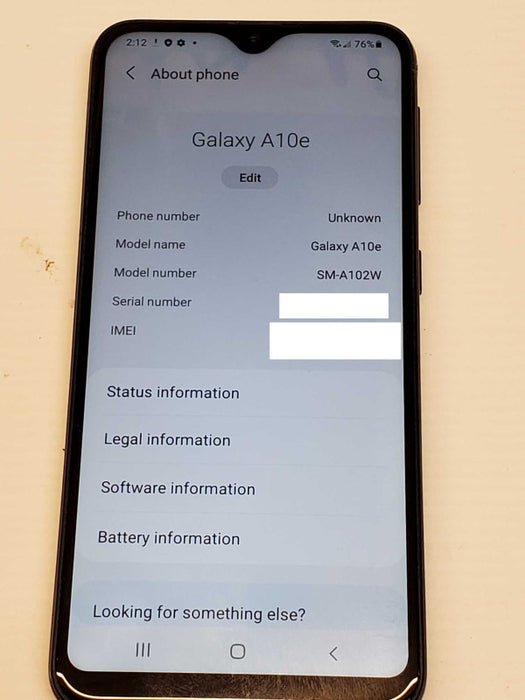 Samsung Galaxy A10e SM-A102w - 32 GB - Black, Unlocked _