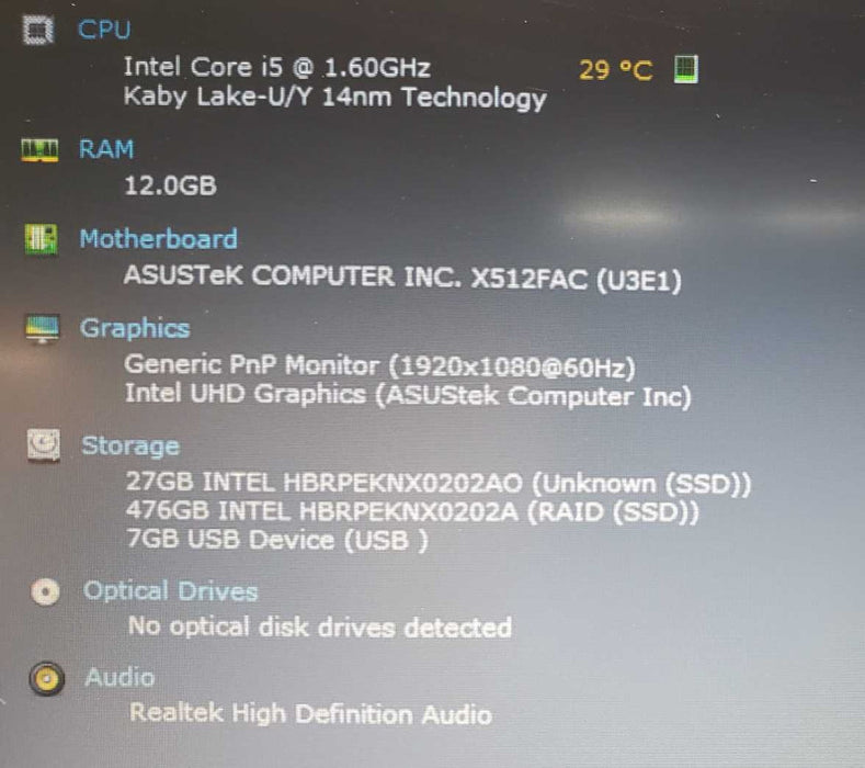Asus VivoBook X512F 15\\" Core i5-10210U @ 12GB Ram 500GB SSD (
