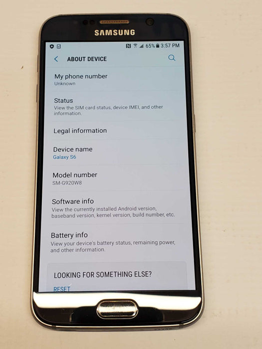 Samsung Galaxy S6 SM-G920W8 32GB, Locked to Bell, Factory reset _