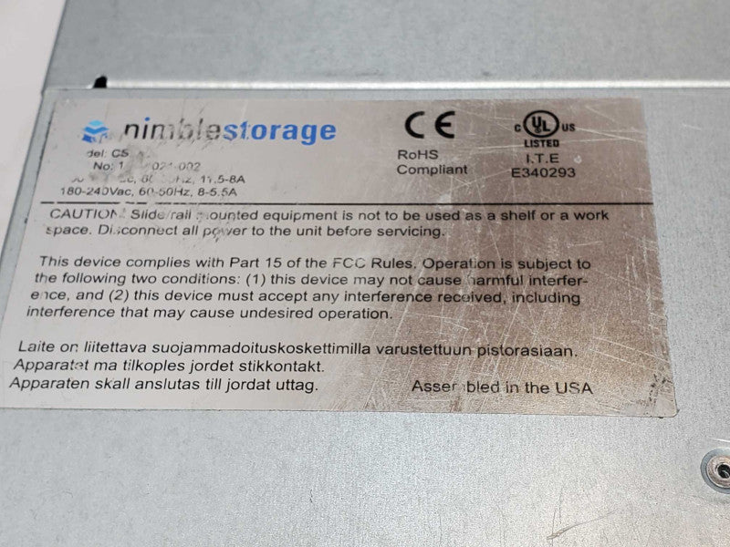 Nimble storage CS240 NIM-CS240-002-NB, 16x 3.5\\" Bays, 2x Controller, 2x PSU _