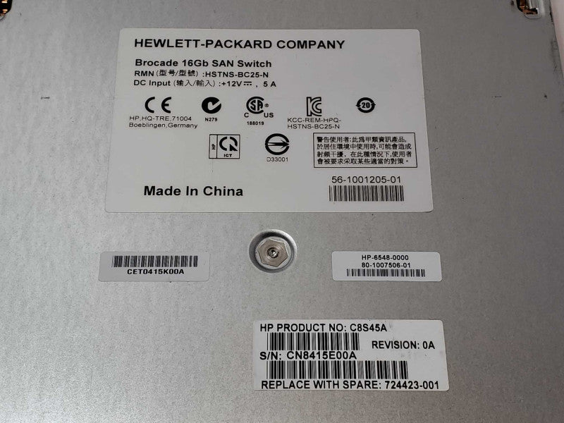 HP Brocade 16Gb SAN Switch C8S45A 724423-001 with 12x 16GB SW B-Series SFP+ _