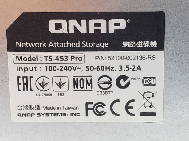 QNAP TS-453 Pro, 4-Bay NAS with 2x HDD Trays, Powers on, AS-IS _