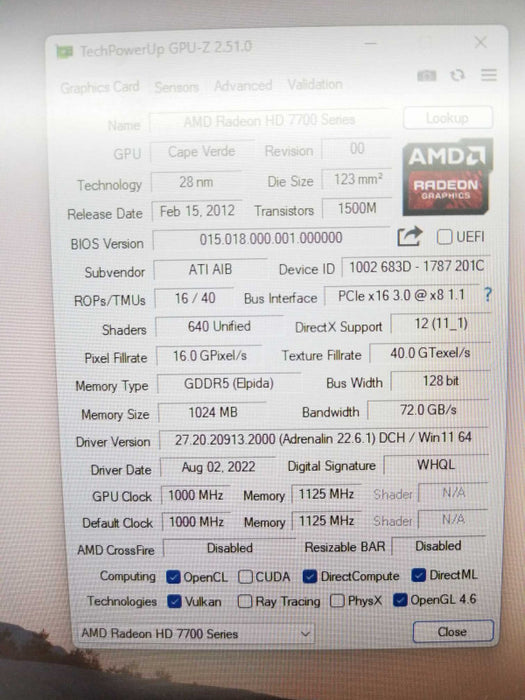 HIS AMD Radeon HD 7770 H777F1G2M 1GB GPU Video Card, Good For Mac Pro(s) ~