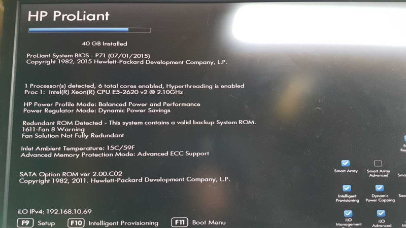 HP proliant DL360p Gen8 Xeon E5-2620 V2 @ 2.10ghz / 40gb ram / P420i Ctrl #