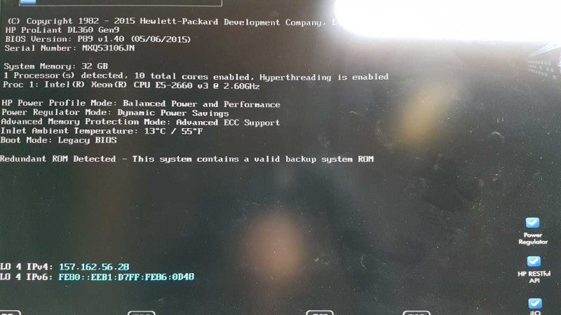 HP Proliant DL360 Gen9 Xeon E5-2660 V3 @ 2.60ghz / 32gb ram / P440ar Raid #
