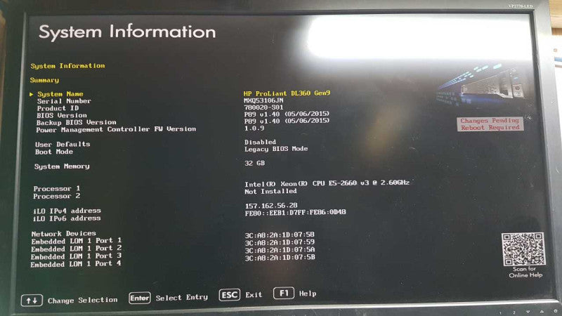 HP Proliant DL360 Gen9 Xeon E5-2660 V3 @ 2.60ghz / 32gb ram / P440ar Raid #