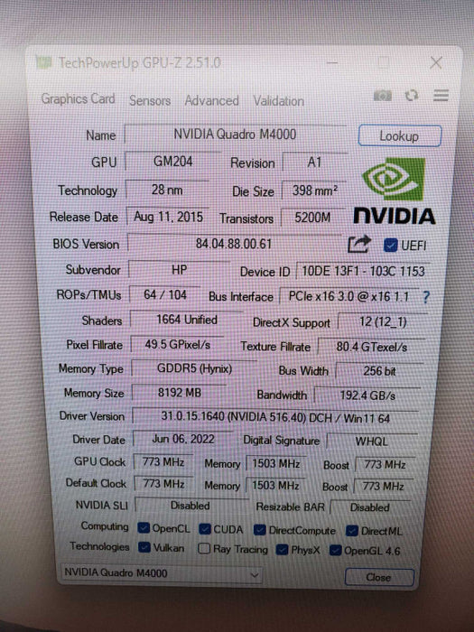 Nvidia Quadro M4000 8GB GDDR5 Quad-DisplayPort Graphics Card _