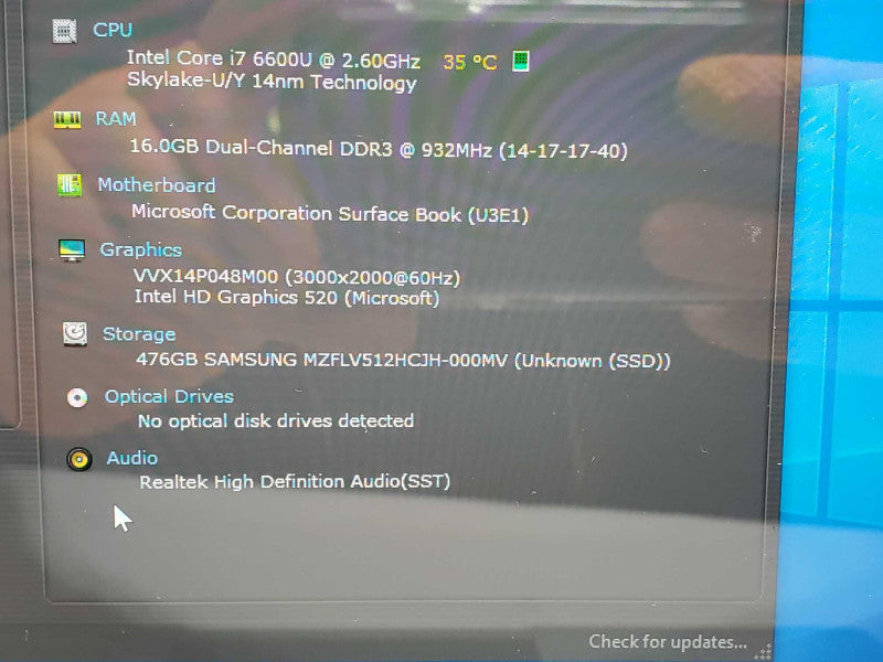 Microsoft Surface Book Core i7-6600U 2.6GHz 16GB, 500GB SSD GTX 965 2GB Read _