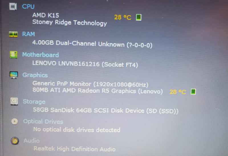 Lenovo 14w AMD A6-9220C Radeon R5 4GB Ram 64GB SSD (