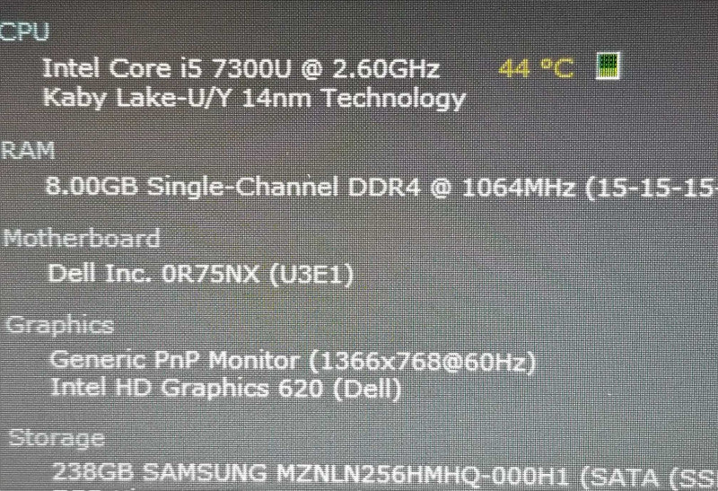 Dell latitude 5480 14\\", i5-7300U 7th Gen 2.60GHz/8GB RAM, 240GB SSD, READ* ~