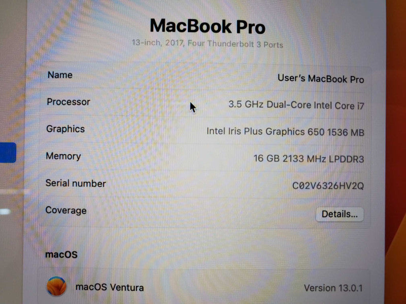 Macbook Pro 2017 15\\" Core i7-7567U @ 3.5 GHz 16GB Ram 250GB SSD (