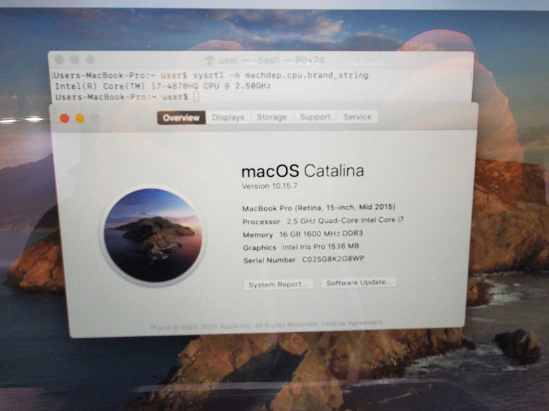 Macbook Pro 2015 Retina 15\\" Core i7-4870HQ @ 2.5GHz 16GB Ram 500GB SSD (