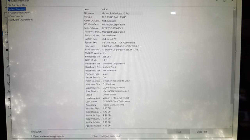 Windows Surface Pro 6 Tablet i5-8550U / 8gb ram / 256gb SSD / READ #