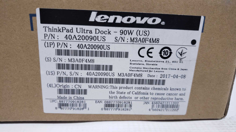 New Lenovo ThinkPad Ultra Dock 90w 40A20090US [
