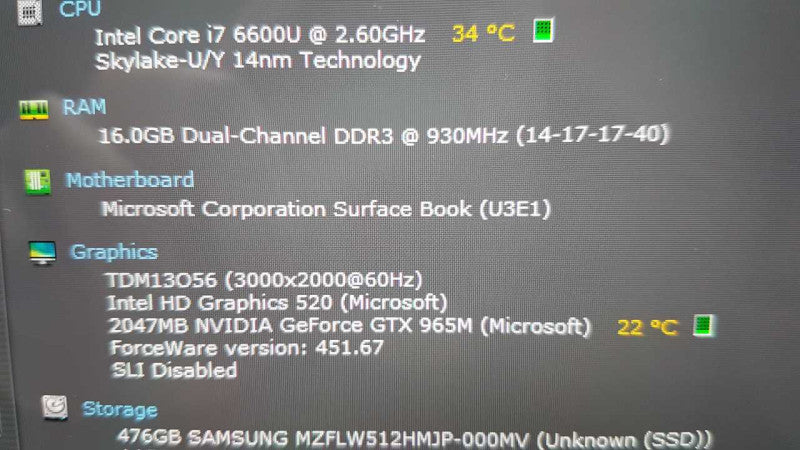 Microsoft Surface Book  i7-6600u @ 2.60ghz / 16gb ram / 512gb SSD / 13.5\\" #