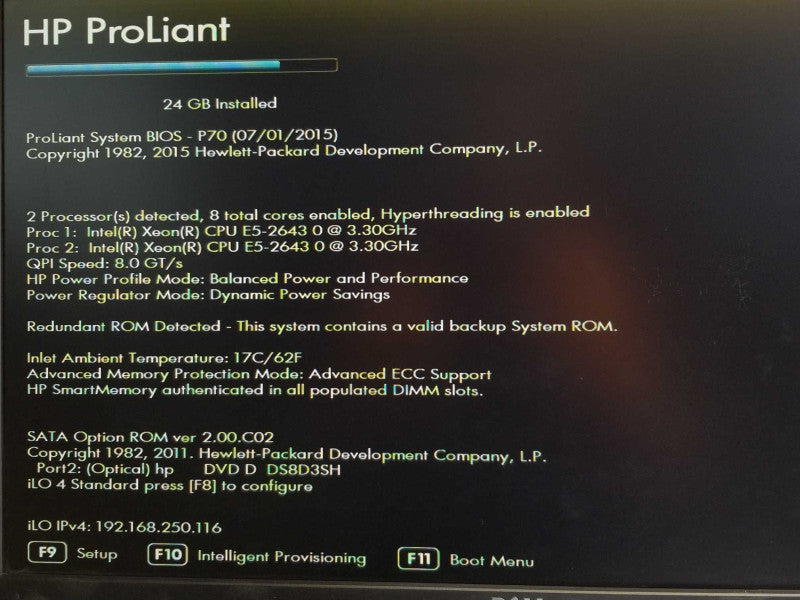 HP Proliant DL380p G8, 2x Xeon E5-2643 3.3GHz, 24GB RAM, 2x PSU, P420i, 2.5\\" _