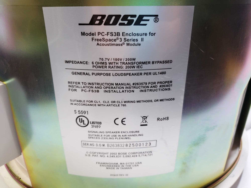Bose FreeSpace 3 Series II Acoustimass Module With Bose PC-FS3B Enclosure