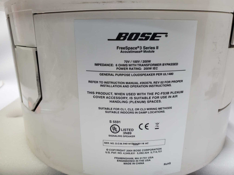 Bose FreeSpace 3 Series II Acoustimass Module With Bose PC-FS3B Enclosure