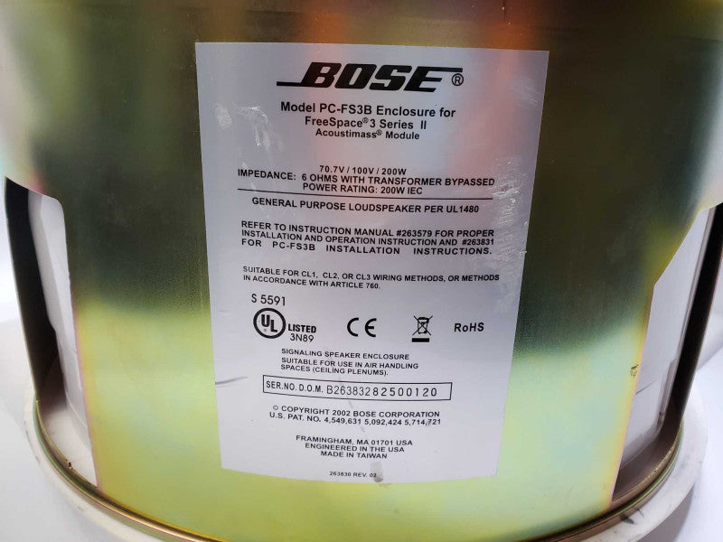 Bose FreeSpace 3 Series II Acoustimass Module With Bose PC-FS3B Enclosure
