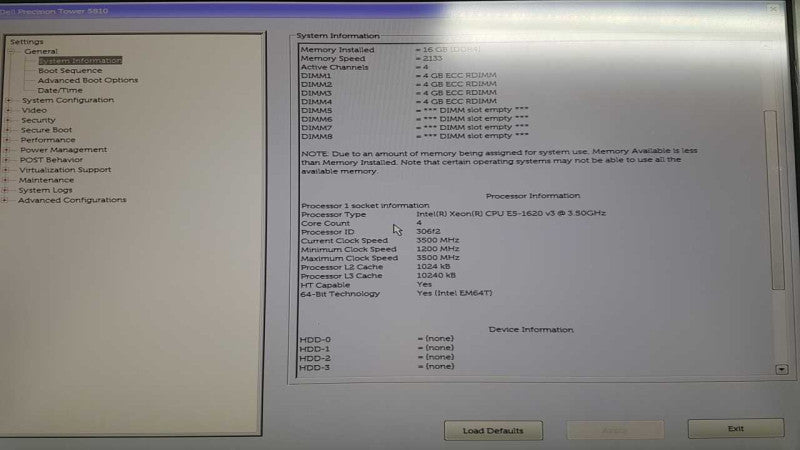 Dell Precision T5810 Xeon E5-1620 V3 @ 3.50ghz / 16gb ddr4 / quadro K620 #