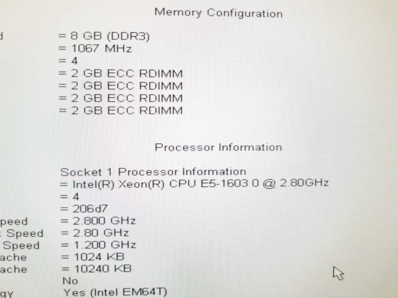 Dell Precision T3600 Xeon E5-1603 2.8GHz QC/8GB, Perc H310, NO GPU / HDDs, QTY ~