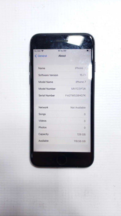 Apple iPhone 7 128GB Black A1778 Unlocked Good [