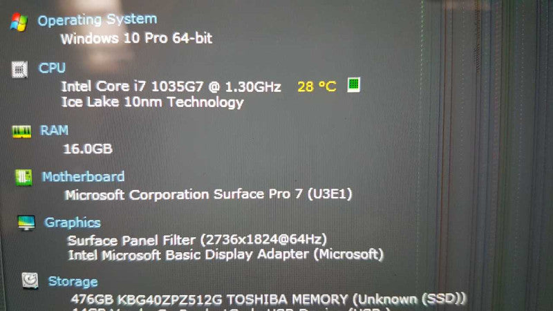 Windows Surface Pro 7 Tablet I7-1035G7 1.30ghz / 16gb ram / 512gb ssd / 12.3\\" #