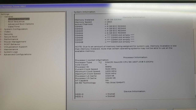 Dell Precision T5810 Xeon E5-1607 V3 @ 3.10ghz / 16gb ram / Quadro NVS 310 #