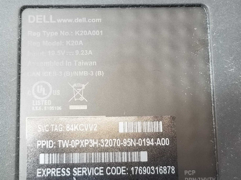 Dell K20A001 k20A USB-C Docking Station 0PXP3H _