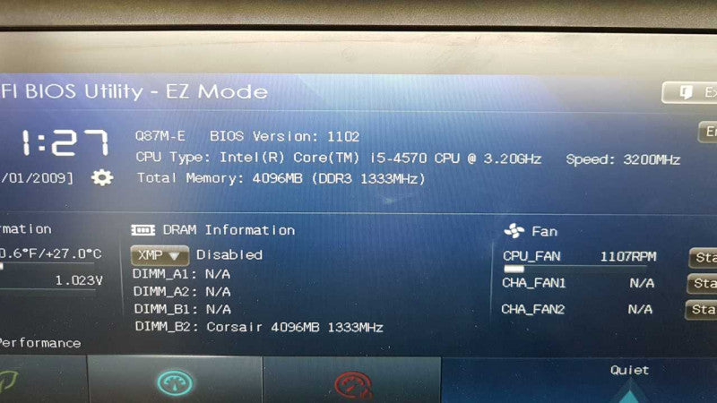 Intel CPU/MOBO Combo i5-4570 @ 3.20ghz / 4gb ram / Q87M-E Motherboard #