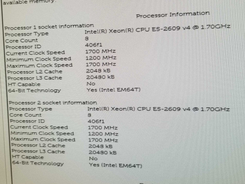 Dell Precision T7810, 2x Xeon E5-2609(v4) 1.7GHz 8C/24GB DDR4, NO GPU/HDDs ~