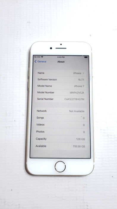 Apple iPhone 7 White 128G Rose Gold Unlocked A1778 [