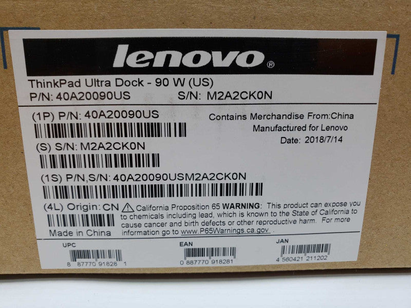 Lenovo ThinkPad Ultra Dock 90W USB 3.0 Docking Station 40A20090US *Sealed* (