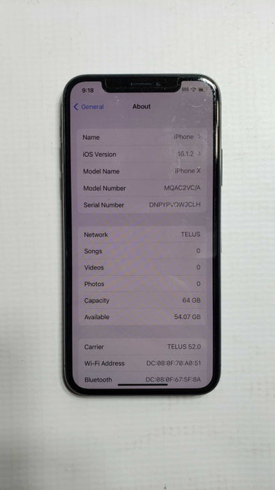 Apple iPhone X A1901 Space Gray 64G Unlocked READ [