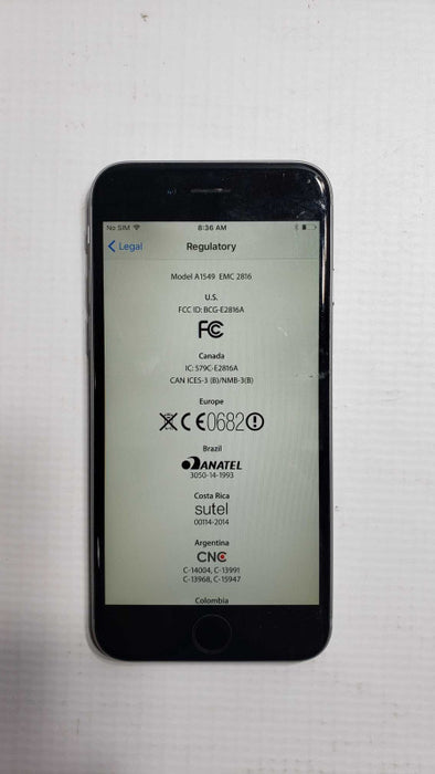 Apple iPhone 6 Space Gray 16GB Unlocked A1549 [