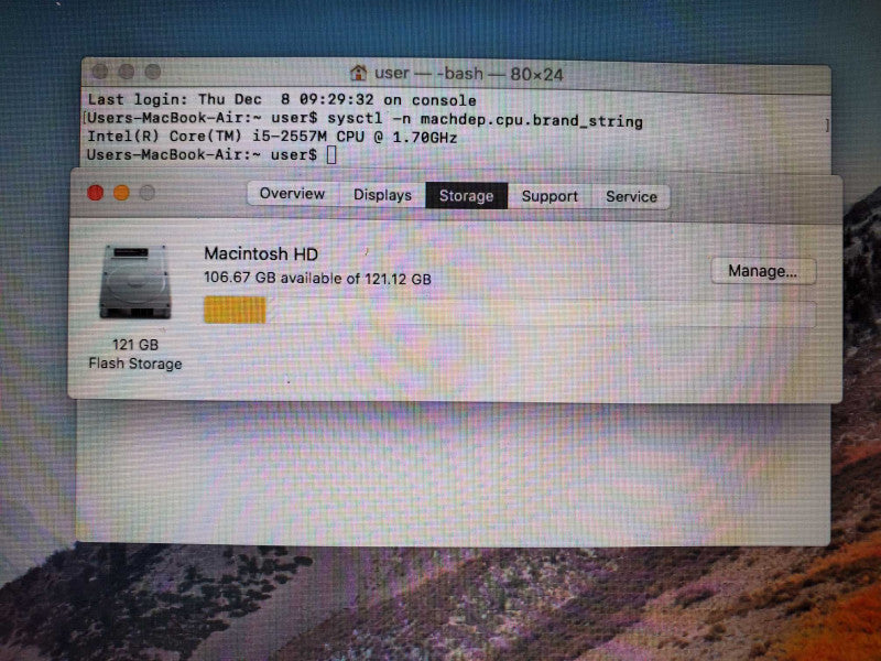 Macbook Air 2011 13\\" Core i5-2557M @ 1.7 GHz 4GB Ram 120GB SSD (
